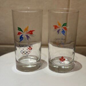 Nagano Japan Winter Olympics 1998 Glasses Team Canada High Ball Set Of 2